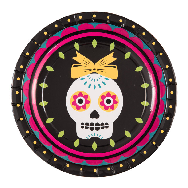  Paper 8 in. Multicolor Halloween Dessert Plates To Die For Set of 8