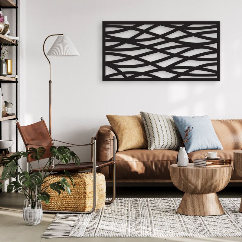 Black Polyethylene Wave Decorative Privacy Screen Panel