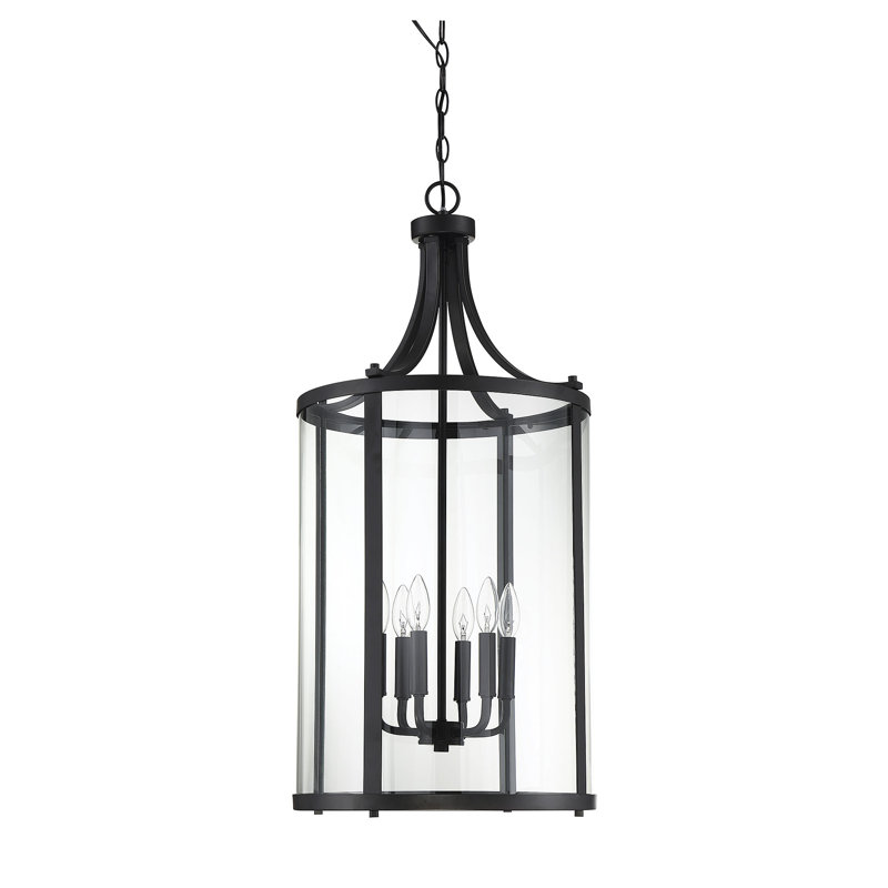 Lustre géométrique noir à 6 lumières Wayland, Noir, Six lumières, H 34 po x l 16 po x P 16 po