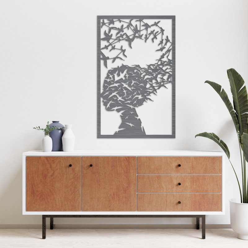 Handmade Wall Decor on ACM, 32" H x 20.4" W x 0.25" D, White