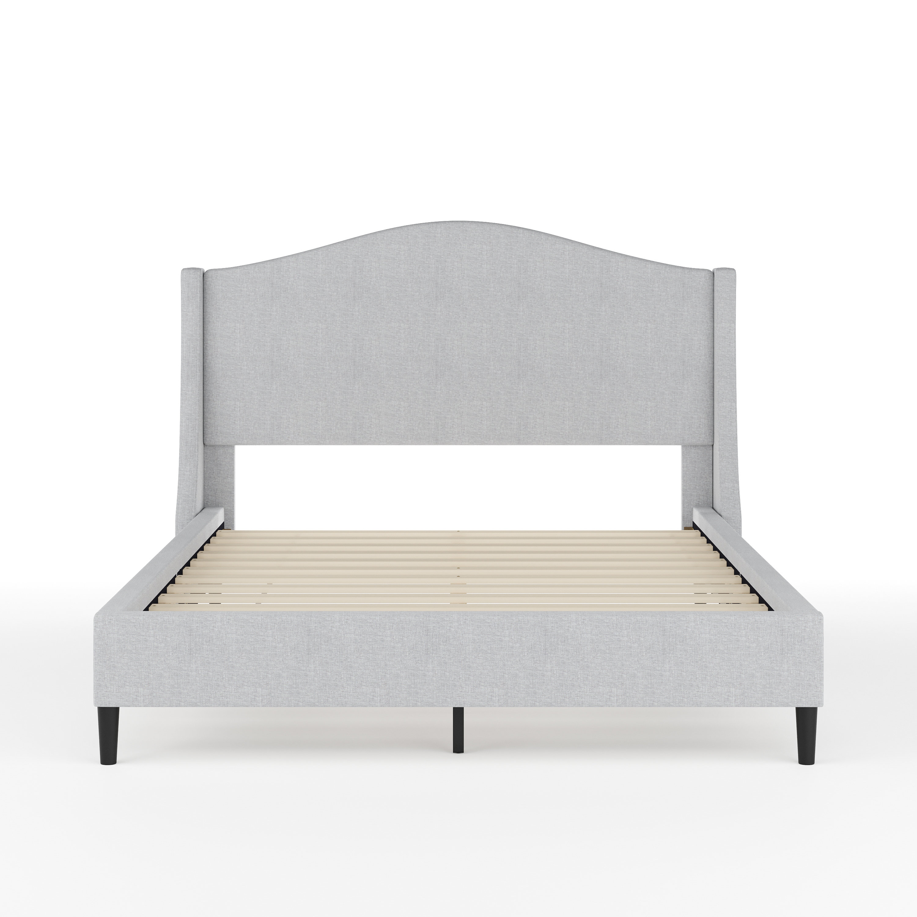 Martha Stewart Amelia Upholstered Platform Bed With Curved Headboard ...