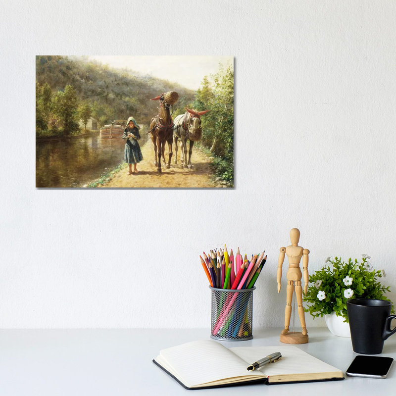 On the Towpath, 1 Piece Wrapped Canvas Painting, 20.32 cm H x 30.48 cm W