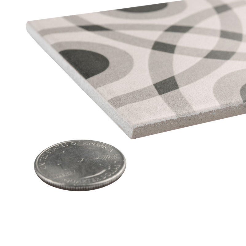 Twenties Mini Circle 4" x 4" Ceramic Patterned Wall & Floor Tile