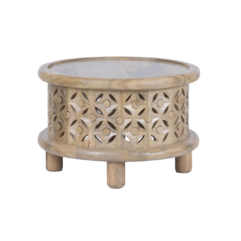 Exquisite Mango Wood Puzzle Accent Table