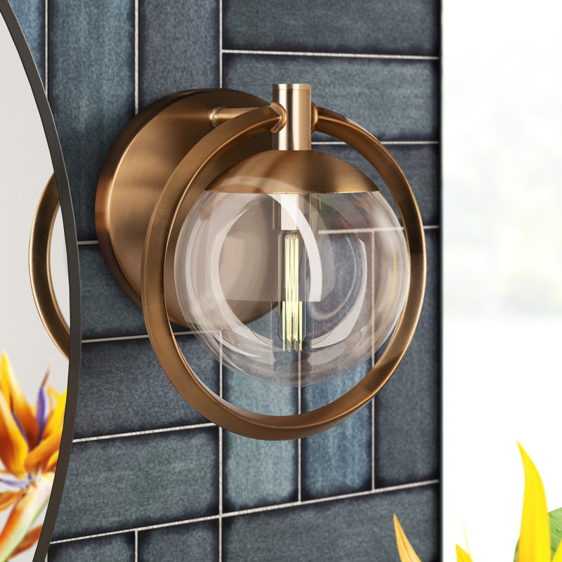 Applique murale 1 lumière pour salle de bain Dechen, Laiton satiné