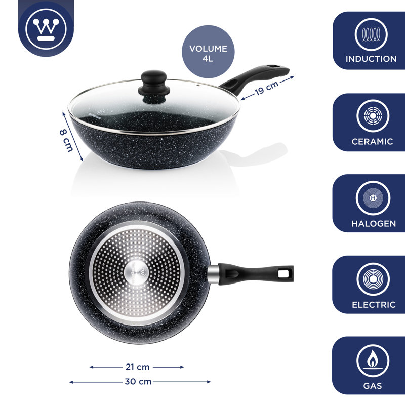 Westinghouse Wok Non Stick 30 cm Marble, Black