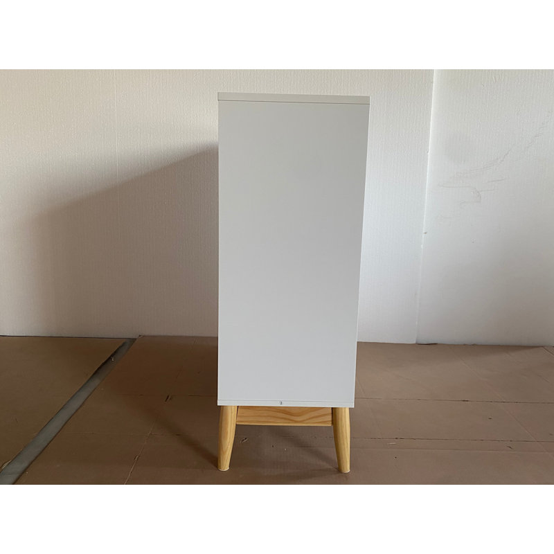 Armoire de rangement à 3 tiroirs de style nordique, commode blanche moderne avec poignées en or rose et base en bois, petit espace de rangement pour bureau, chambre d'enfant, chambre de bébé
