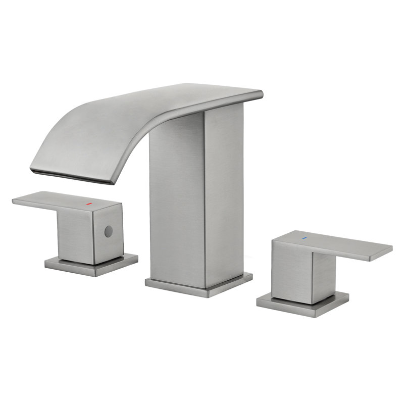 Robinet de salle de bain surdimensionné à 3 trous et 2 poignées avec drain, Nickel brossé