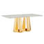 Table de salle à manger rectangulaire 70 po en faux marbre 70 po, base en acier inoxydable, table artisanale exquise 70 po-457815890-457815891