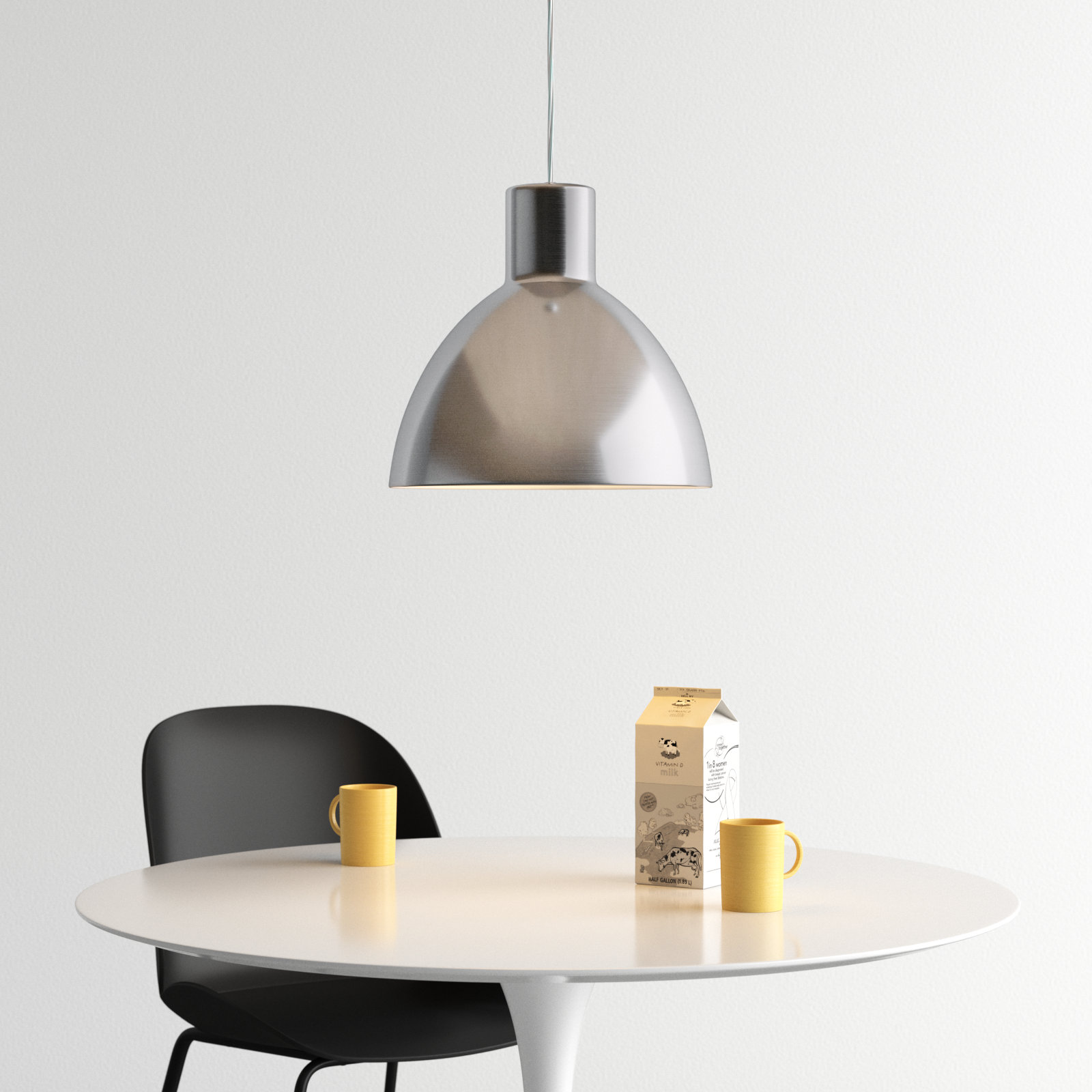 Wava Single Light Metal Dimmable Pendant, Nickel, 13.75" H x 13.75" W x 13.75" D