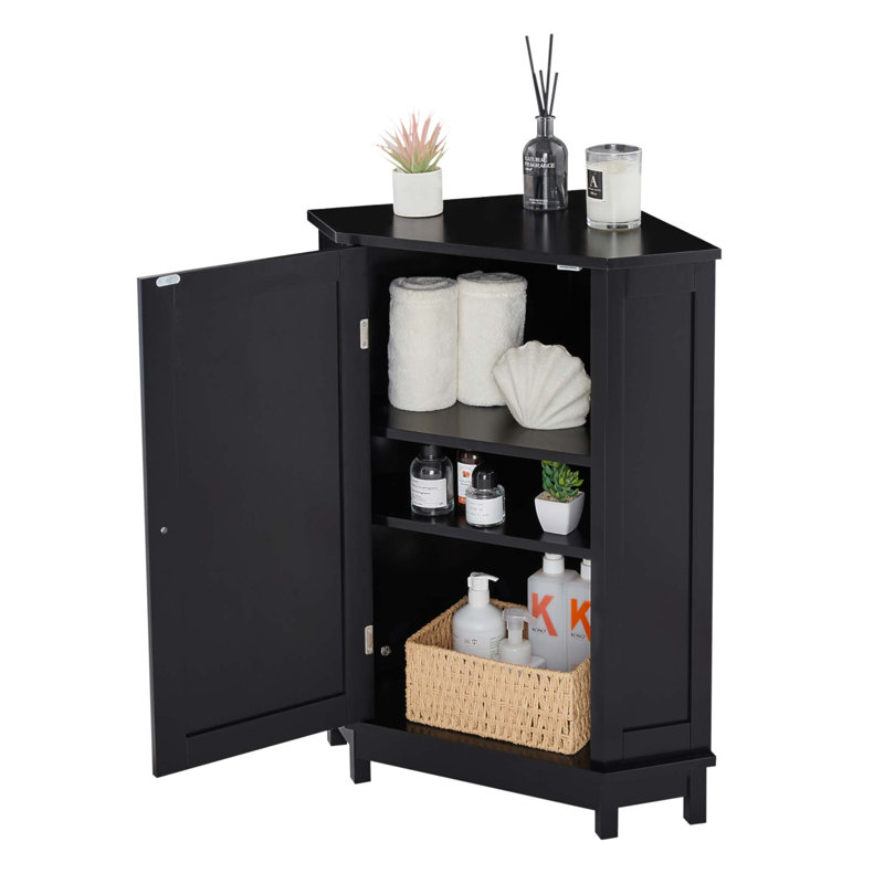 Rangement de coin triangulaire pour armoire de salle de bain avec tablettes réglables, conception moderne en panneau de fibres à densité moyenne