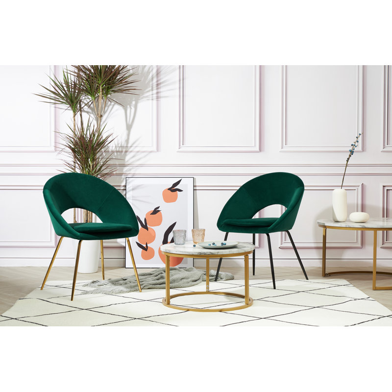Cale Velvet Armchair, Green, Gold