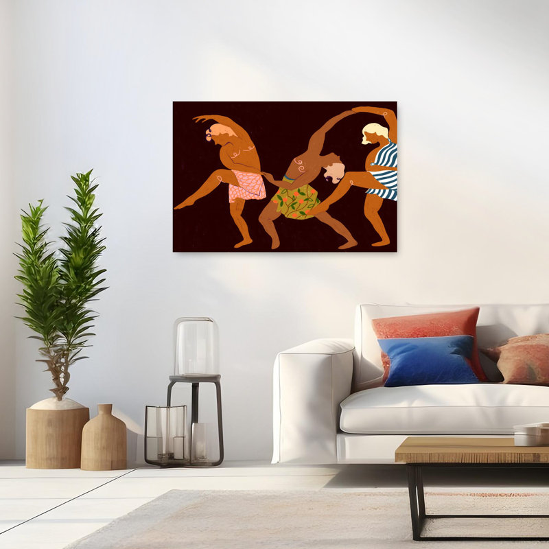 Art mural contemporain, figure de danse rythmique, H 32 po x l 48 po