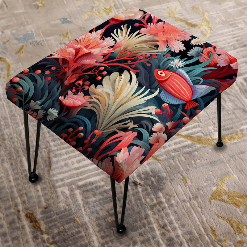 Motif côtier Vibrant Coral Haven - Repose-pieds rectangulaire Coastal