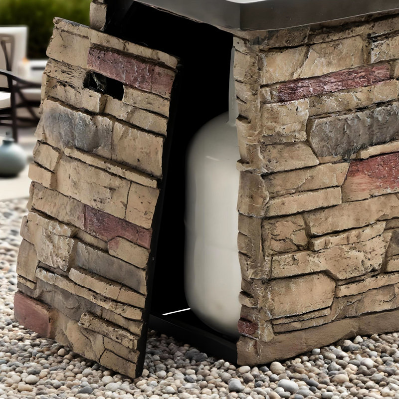 42 - Inch Rectangular Propane Gas Fire Pit, 50000 Output, With Pulse Ignition And Stainless Steel Burner Pit Table, Design, Clean Burning,