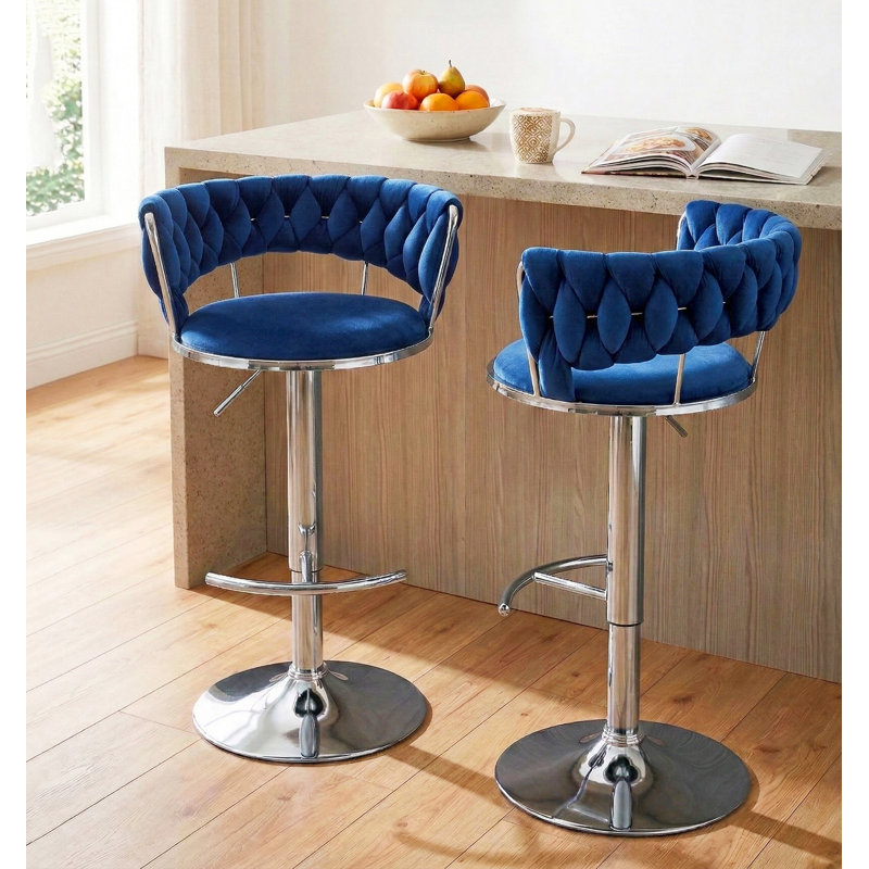 Tabourets de bar réglables Glam, Bleu