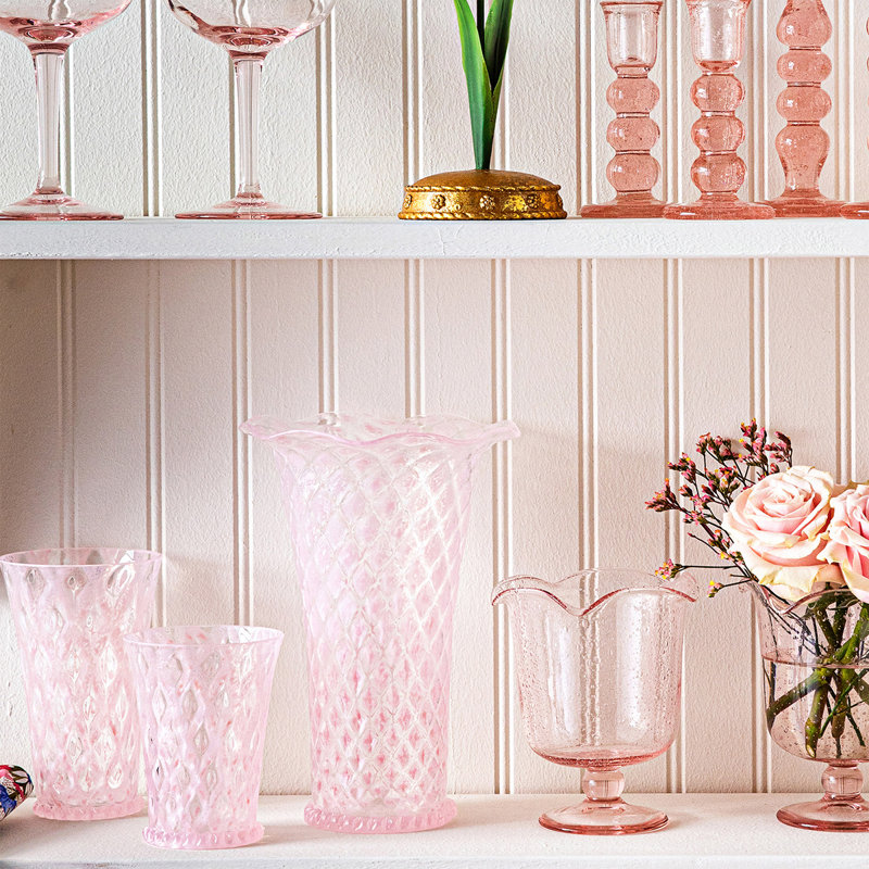 Trellis 9" Flared Vase, Blush