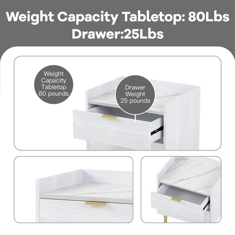 Table de chevet Zekia, Blanc