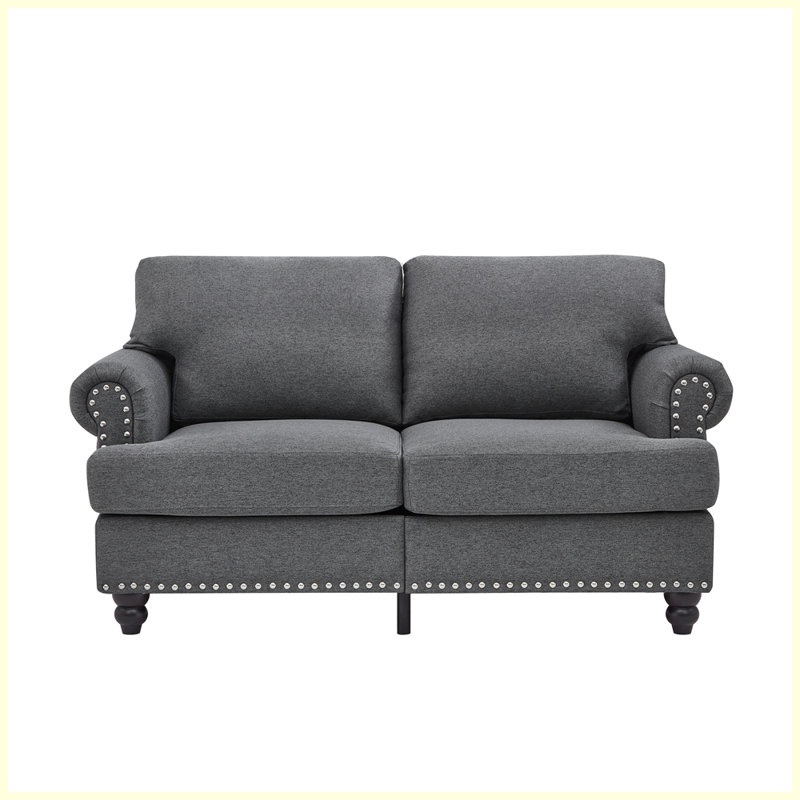 Canapé moderne avec accoudoirs et clous, Gris