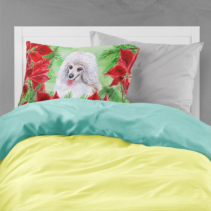 Taie d’oreiller poinsettas, Caniche moyen blanc