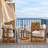 Acacia Wood Patio Conversation Set with Cushions