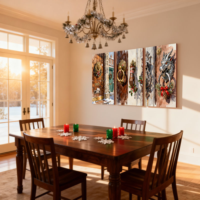 Ensemble de 3 décorations murales de Noël avec boutons de porte et couronnes de Noël