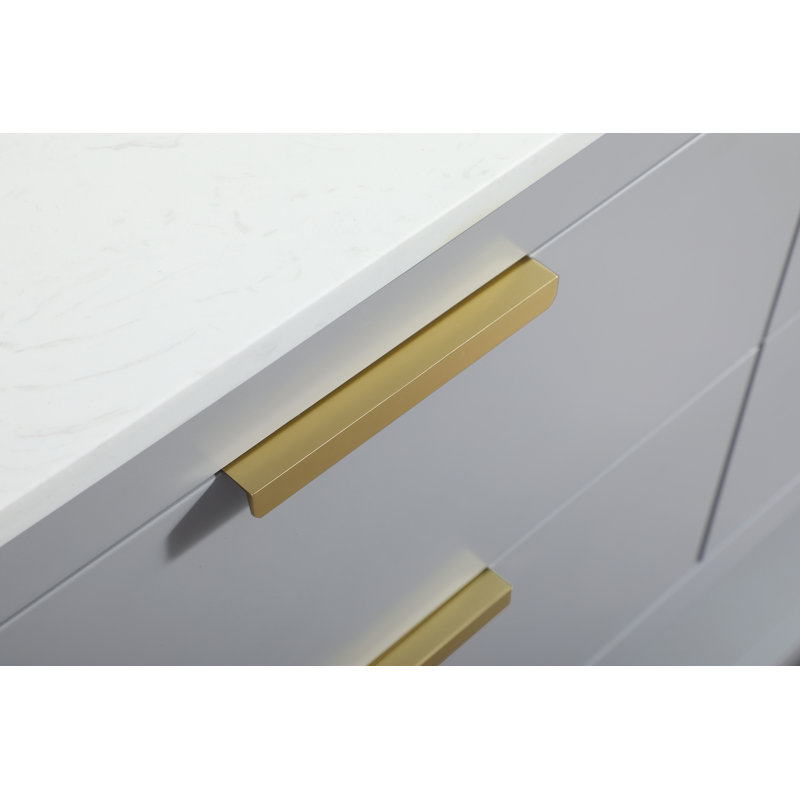 Larkin 48'' Gray Solid Wood Bathroom Vanity with Marble Top