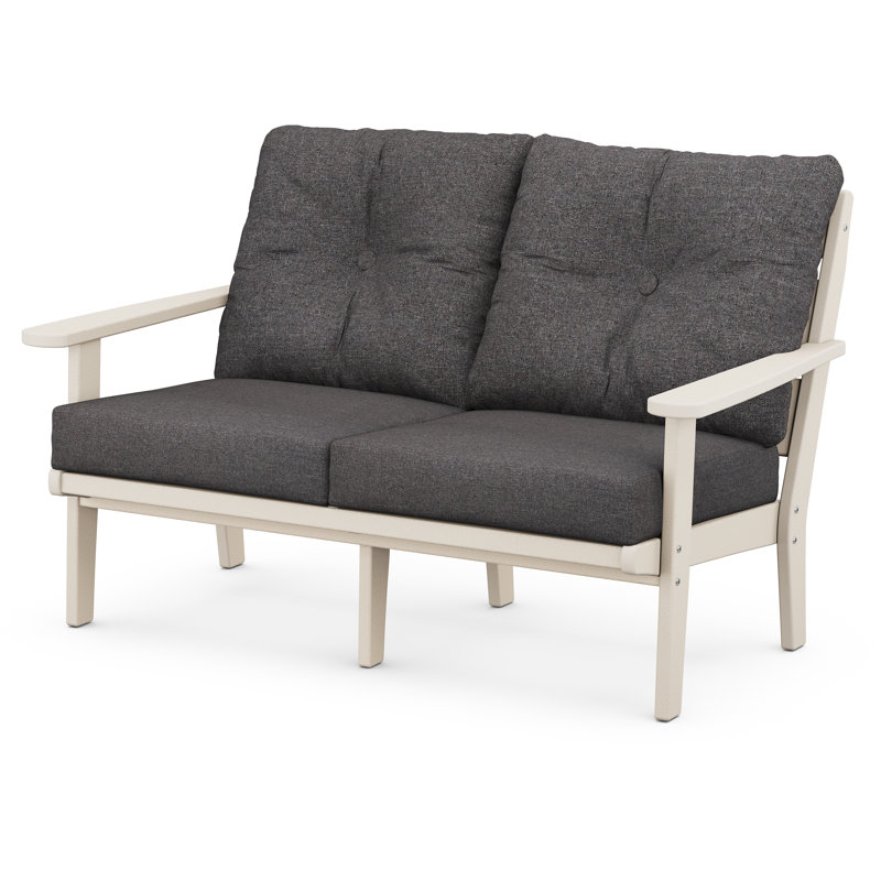 Lakeside Deep Seating Loveseat, Sand Frame/Ash Charcoal Cushion