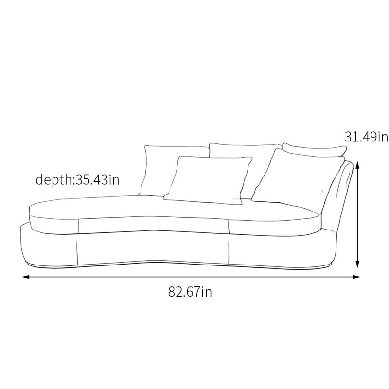 Méridienne confortable avec tissu doux, Accoudoir à droite (vu de face)