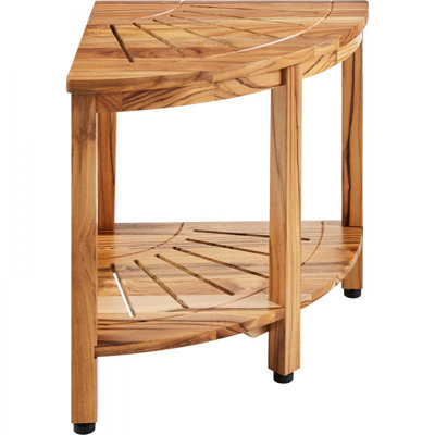 Banc de douche en coin en teck, 18,5 po de hauteur, rayon de 15,5 po, plage de douche 100% en teck
