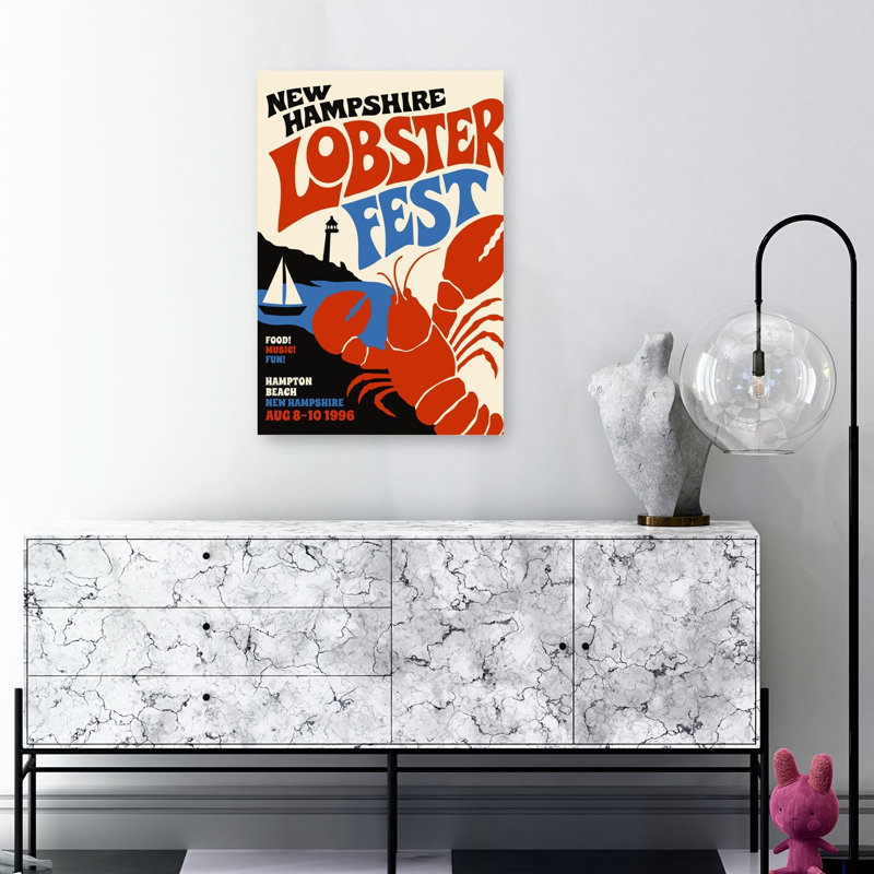 New Hampshire Lobster Fest, impression d'art rétro rétro, 36" H x 24" W