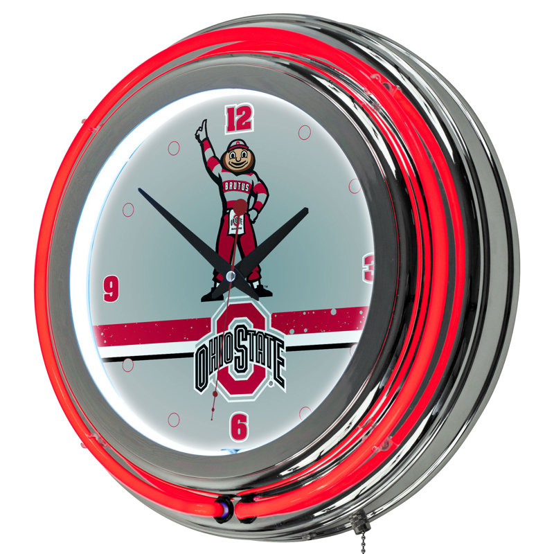Horloge murale 14 "NCAA, Université de l'état de l'Ohio - Brutus Stripe