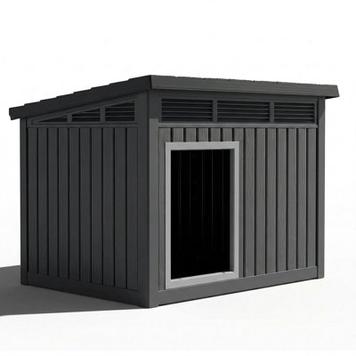 24.14"H Weather-Resistant Waterproof And Removable Roof Dog House To Dogs(Black)