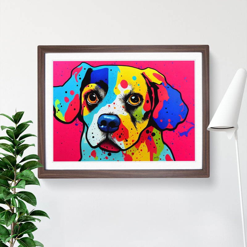 Colourful Dog Vol.3 Abstract - Framed Print, 34cm H x 46cm W x 2cm D, Walnut