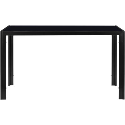 Table de salle à manger en acier thermolaqué noir avec plateau en verre et 4 sièges confortables et élégants avec dessus de 47,35 po x l 27,2 po x H 29,88 po