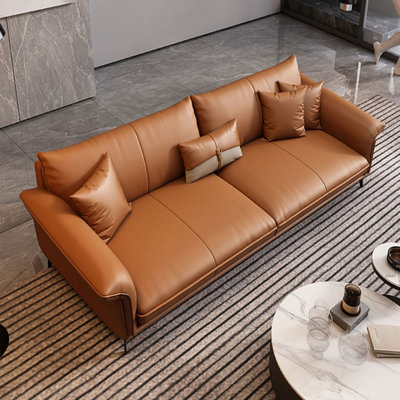 84.65" Genuine Leather Modular Sofa cushion couch