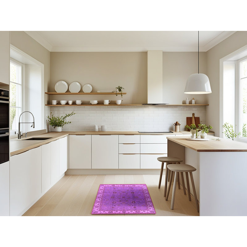 Tapis mauve lavable à la machine Lekeysha, Rectangle 2 pi x 3 pi
