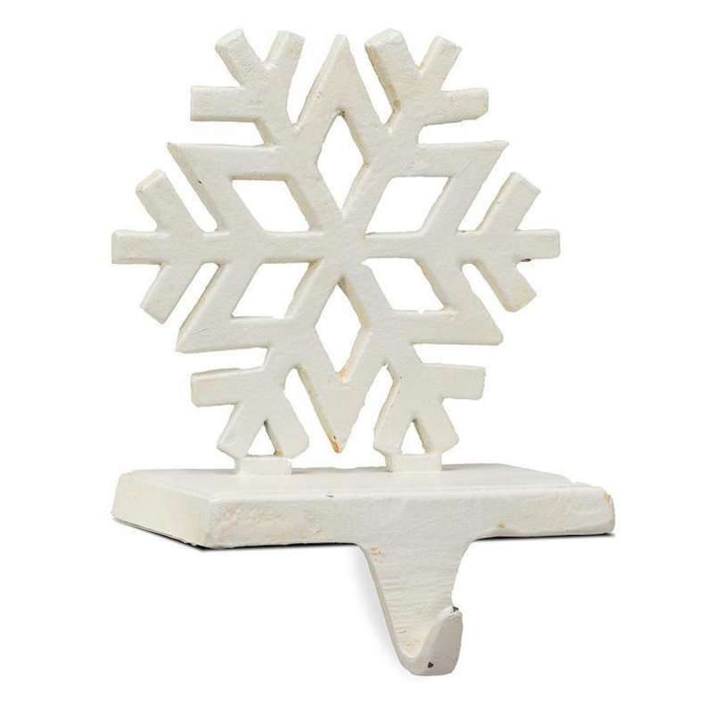 Porte-chaussette de Noël flocon de neige blanc antique