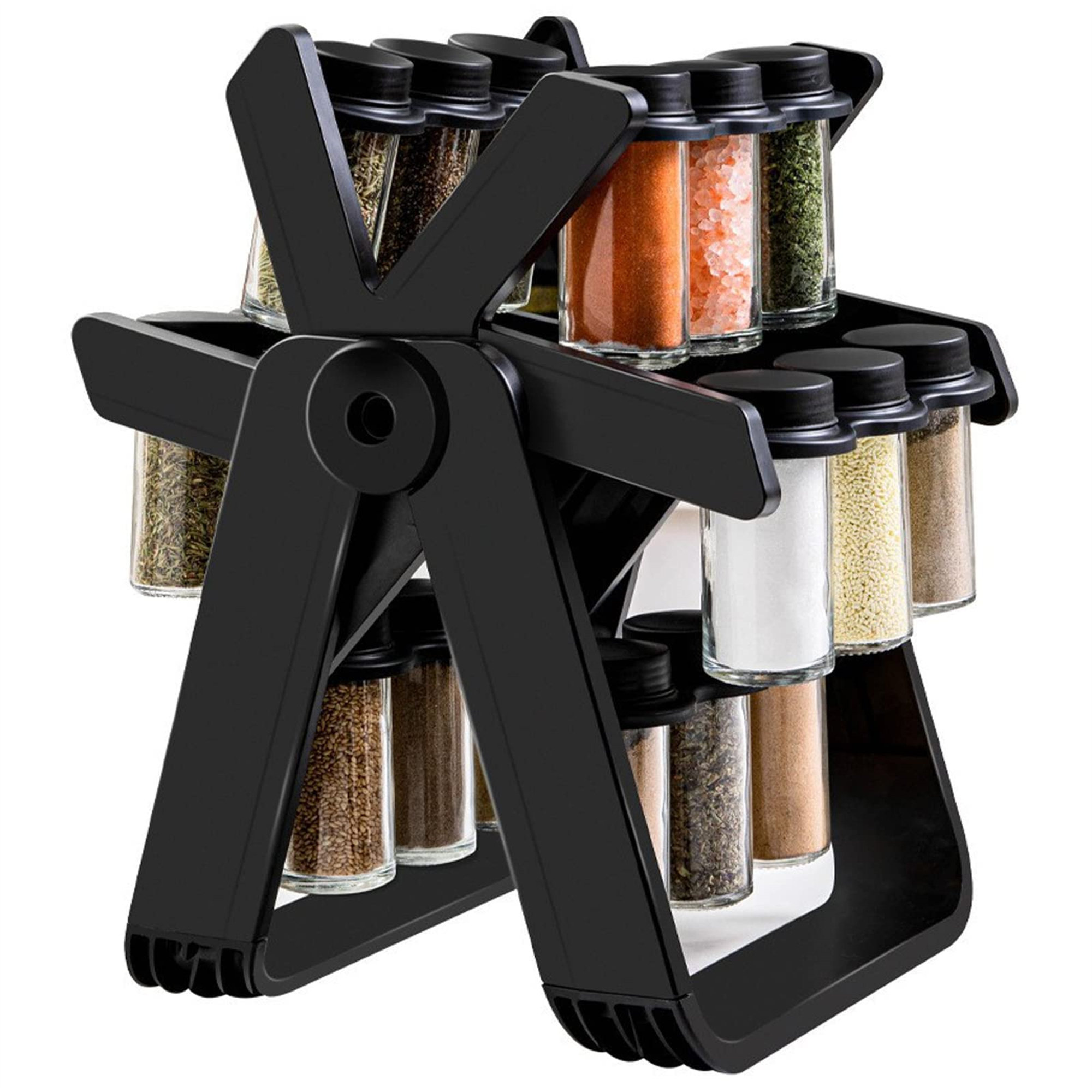 Belfry Kitchen Rotating Spice Rack Organizer With 18 Glass Spice Jars ...