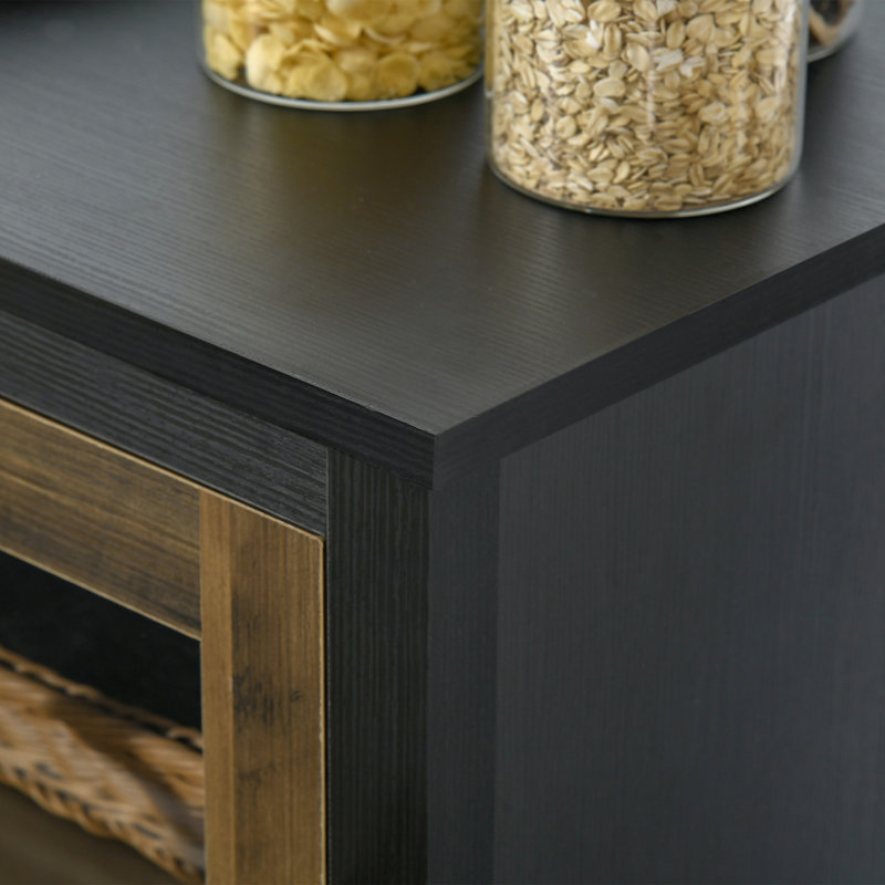 Buffet de cuisine avec portes en verre, Noir, noir, noir, noir