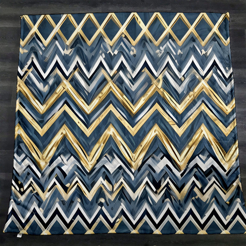 Jeté Ridgley, L 68 po x L 80 po, Chevron / abstrait, Bleu/jaune