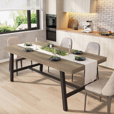 Industrial Dining Table for 6-8 – 71'' Rectangle, Sturdy Metal Frame, Waterproof MDF Pear Wood Top, Modern Farmhouse Kitchen & Dining Room Table, Easy Assembly, Pear Wood Color