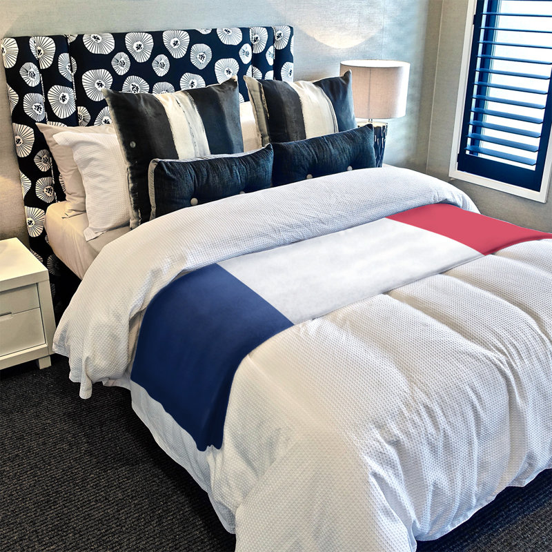 Quilted Throw Blanket, 50" W x 60" L, Detroit Royal Blue/White/Red