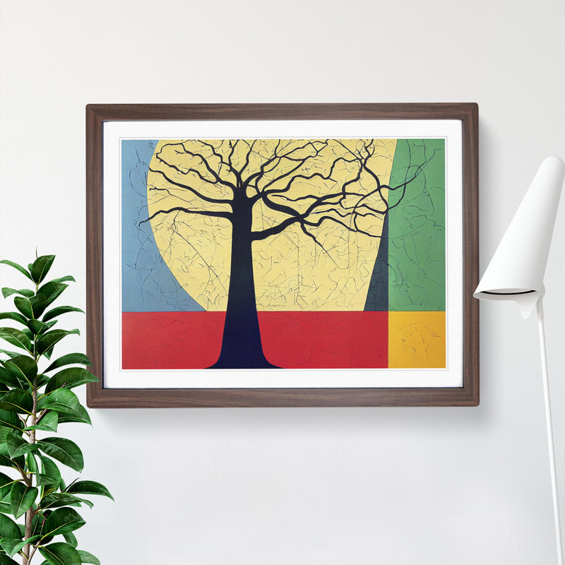 Majestic Abstract Tree 1 Piece Single Picture Frame Painting, 46cm H x 64cm W x 2cm D, Walnut