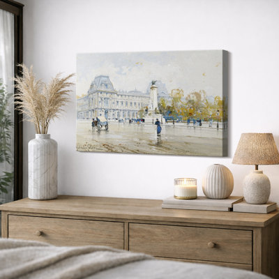 Paris Louvre Museum Artwork, Elegant French Landmark Office Pictures, Framed Canvas Giclee Print Wall Art.