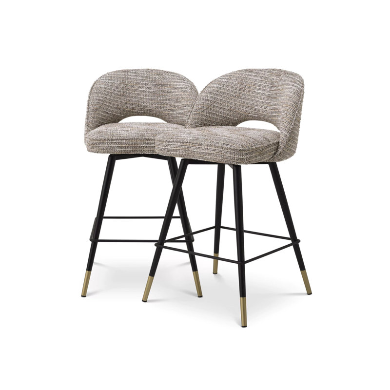Cliff Swivel Upholstered Stool with Metal Frame, Counter Stool (27" Seat Height), Beige