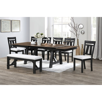 Solid Wood Upholstered Bench In Wheat Charcoal Finish For Dining And Bedroom Decor Transitional With Cushion Seat Color, Material