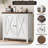 Farmhouse Sideboard Buffet Cabinet with Storage, Kitchen Cabinet with Adjustable Shelf and 2 Barn Doors, Modern Wooden Storage Cabinet for Living Room, Dining Room, White+Brown-1043186174