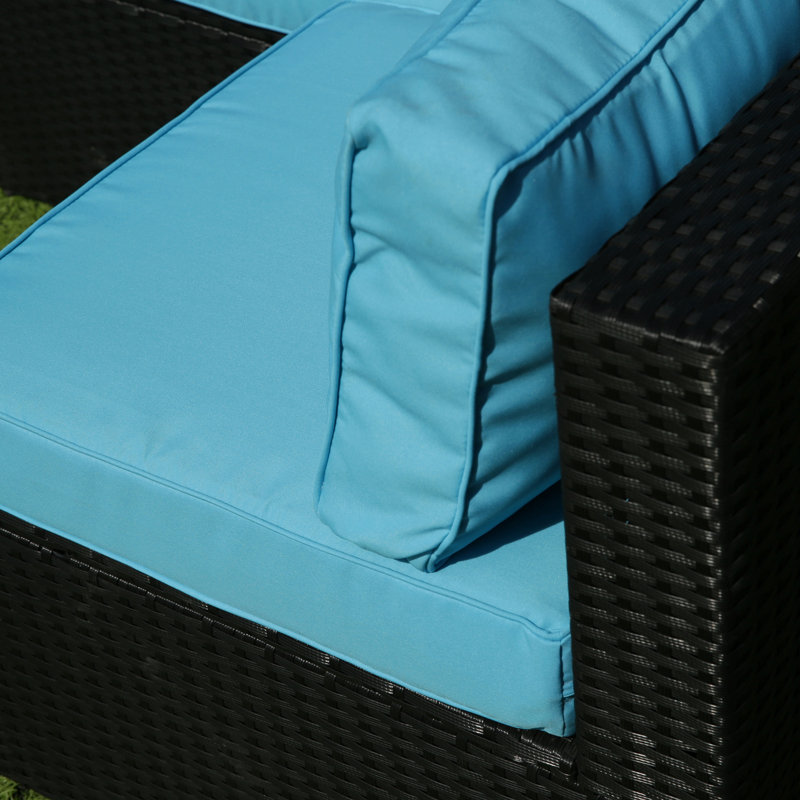 Ensemble de canapé modulaire en U avec coussins 5 pièces 5 pièces, Coussin bleu / cadre noir
