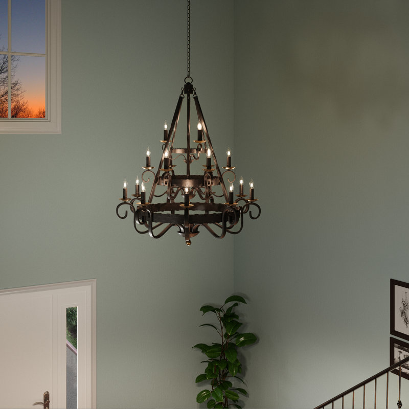 Lustre à niveaux 18 lumières de style bougie Noble